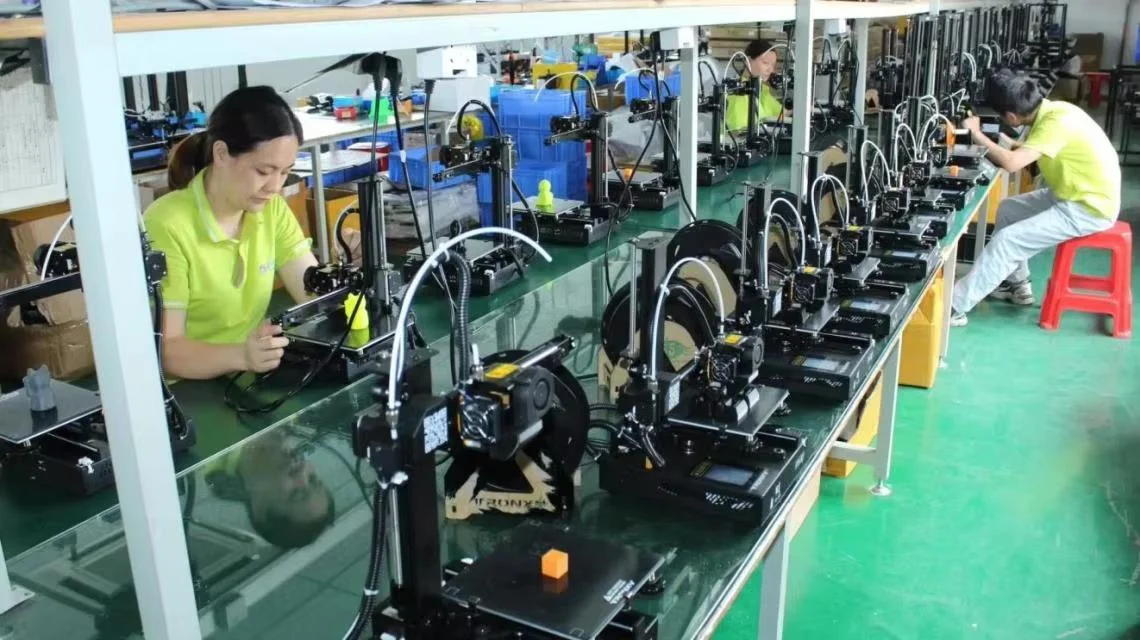 Aging and print-test line — printers running on test benches
